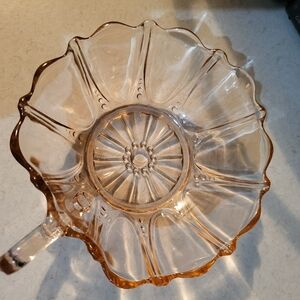 Pink Depression Glass Heart Bowl Oyster& Pearl Pattern by Anchor Hocking Vintage